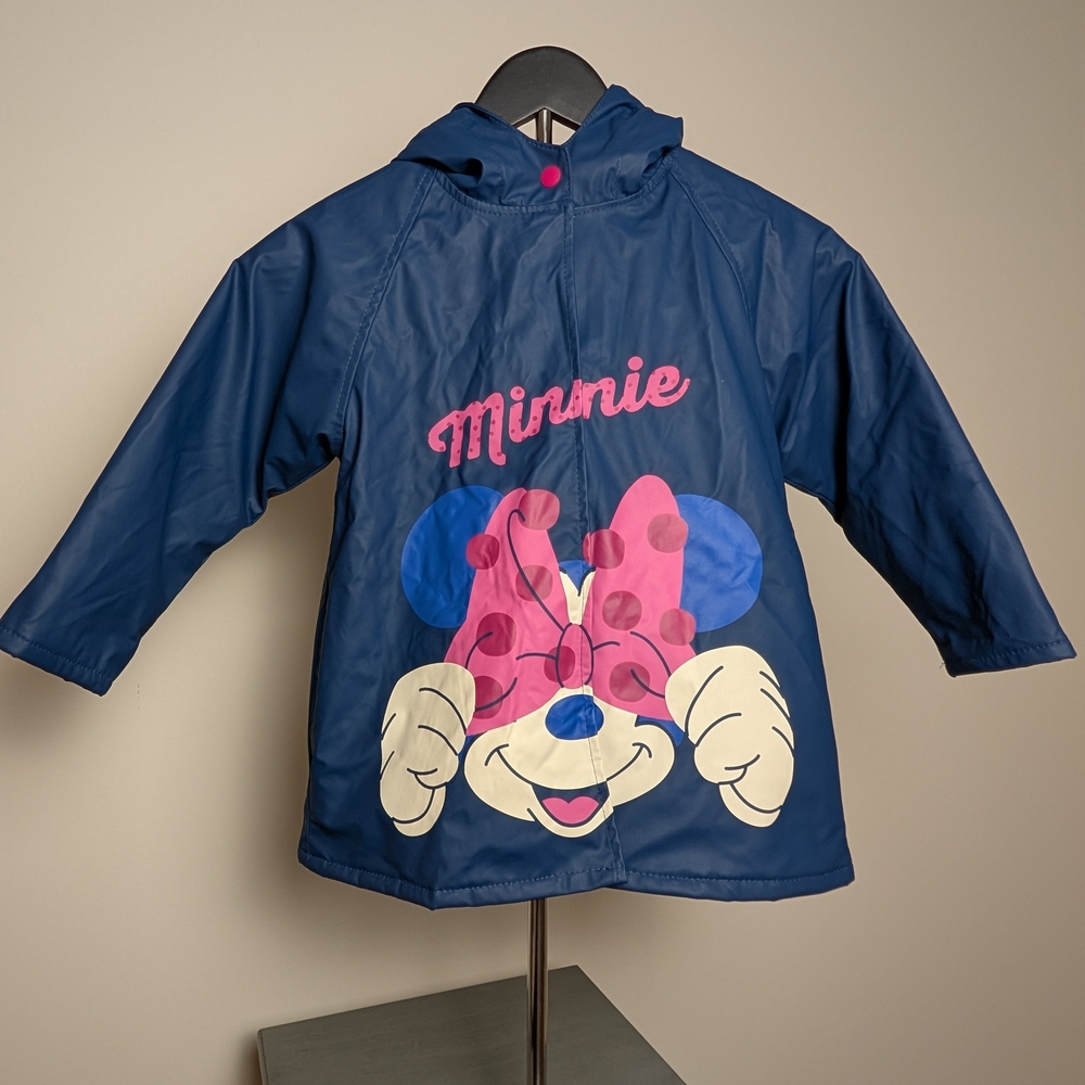 Disney Minnie Mouse Kids Lined Raincoat - Blue and Pink Girls Size 4T